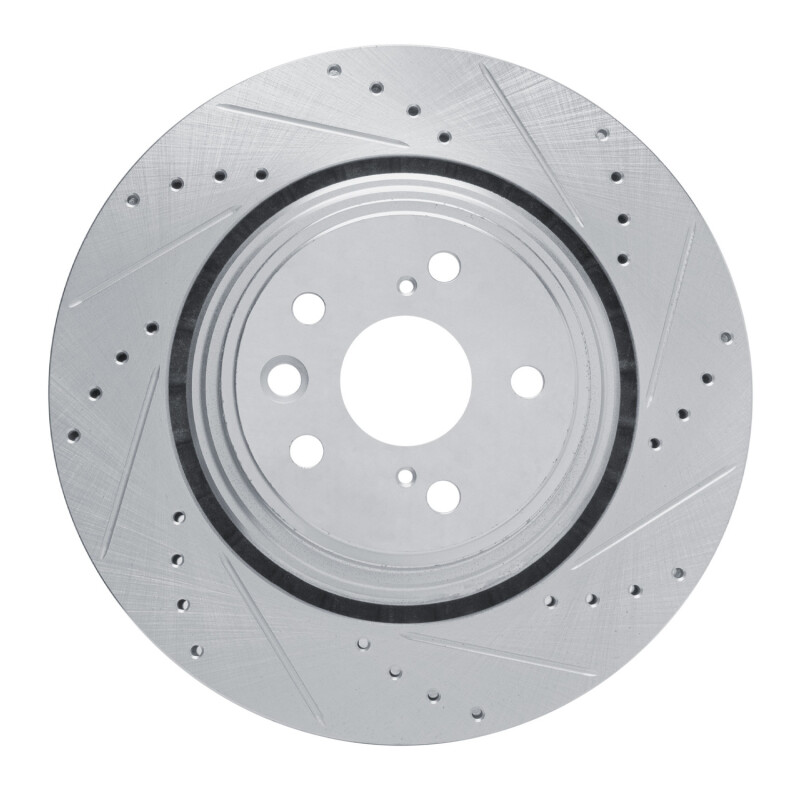Lexus RX350 Brake Rotor (1) - Front Right - R1 Concepts - Drilled & Slotted - Silver - `20-`25